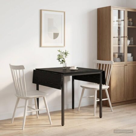 Udtrækbart spisebord i sort eg - 120 x 81,5 x 75 cm