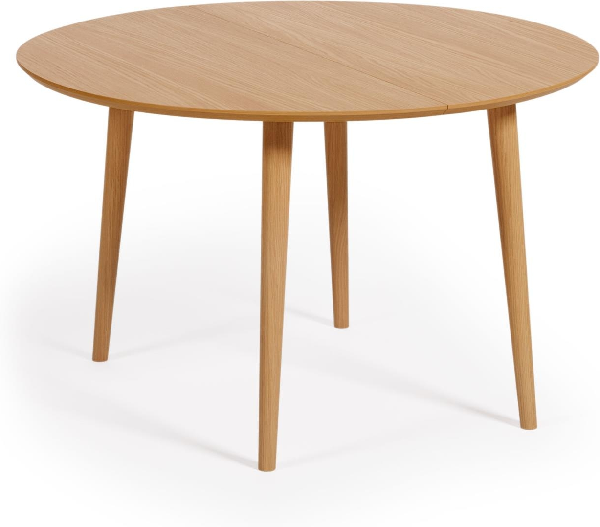 Udtrækkeligt spisebord Kave Home Oqui Ø120/160 natur egetræsfinér & gummitræ Udtrækkeligt spisebord Kave Home Oqui Ø120/160 natur egetræsfinér & gummitræ