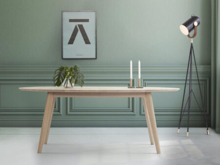 Andersen Furniture DK10 spisebord m. udtræk (Hvid laminat - bordplade, Blank krom - stel, L190 x B110 cm - (udtræk til 3 plader))