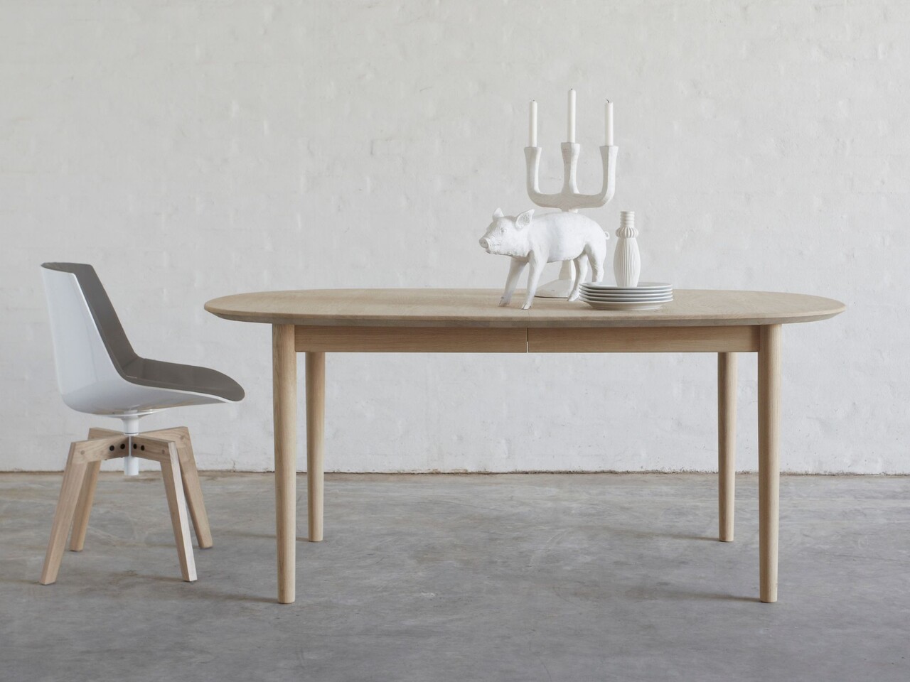 Andersen Furniture tillægsplade til Classic 265 spisebord (Sæbebehandlet eg massiv - bordplade, L50 x B125 cm)