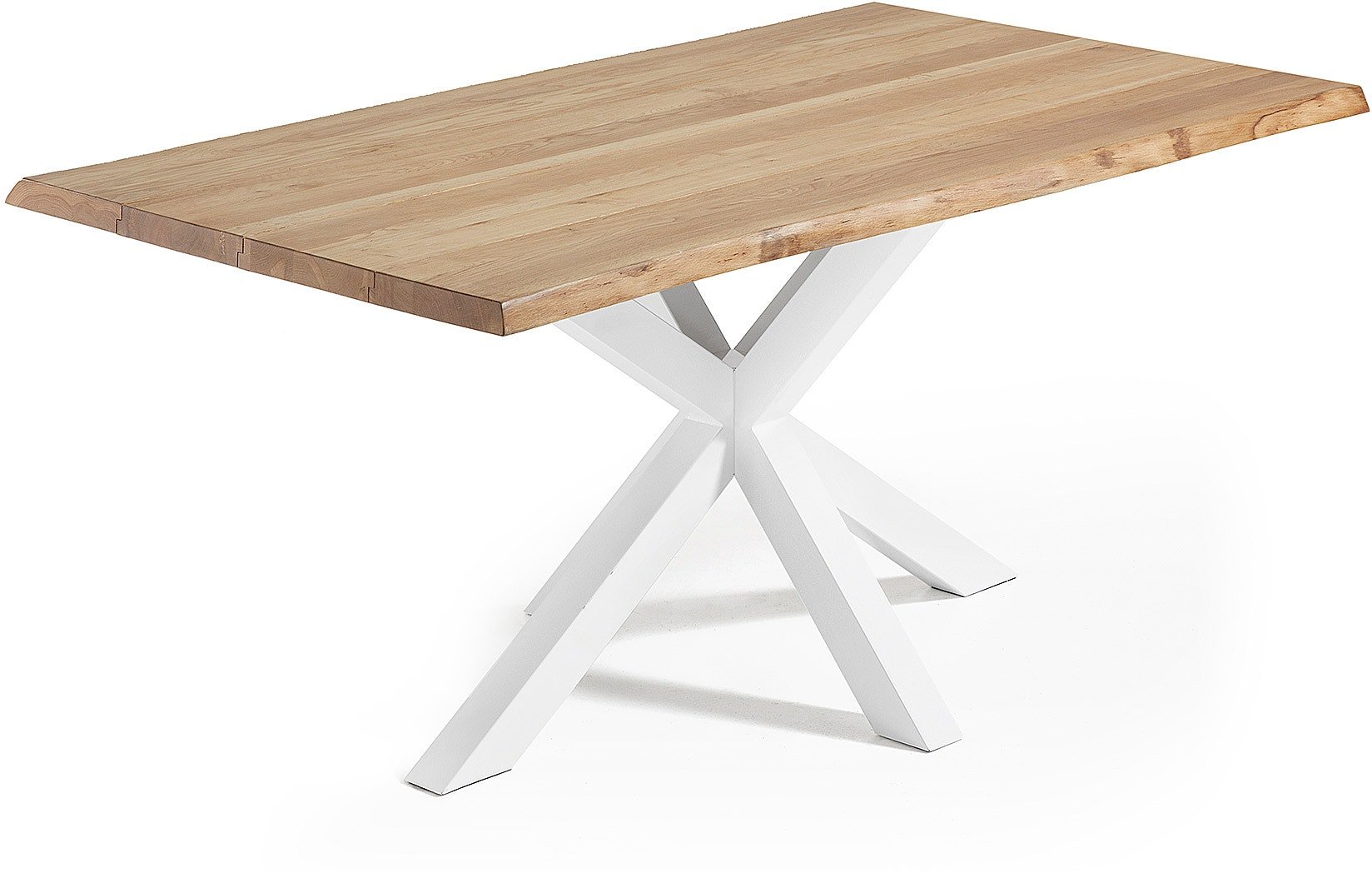 Argo, Spisebord med krydsstel, Egetræ by LaForma (H: 78 cm. B: 180 cm. L: 100 cm., Smoked/Hvid)