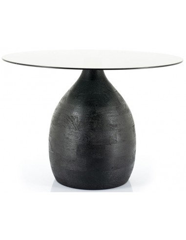 Bond sofabord i mangotræ og glas H42 x Ø60 cm - Antik sort/Røget