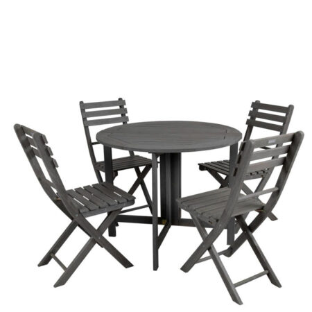 Cafesæt Bruton 4 stole + Klapbord bord 90Ø cm