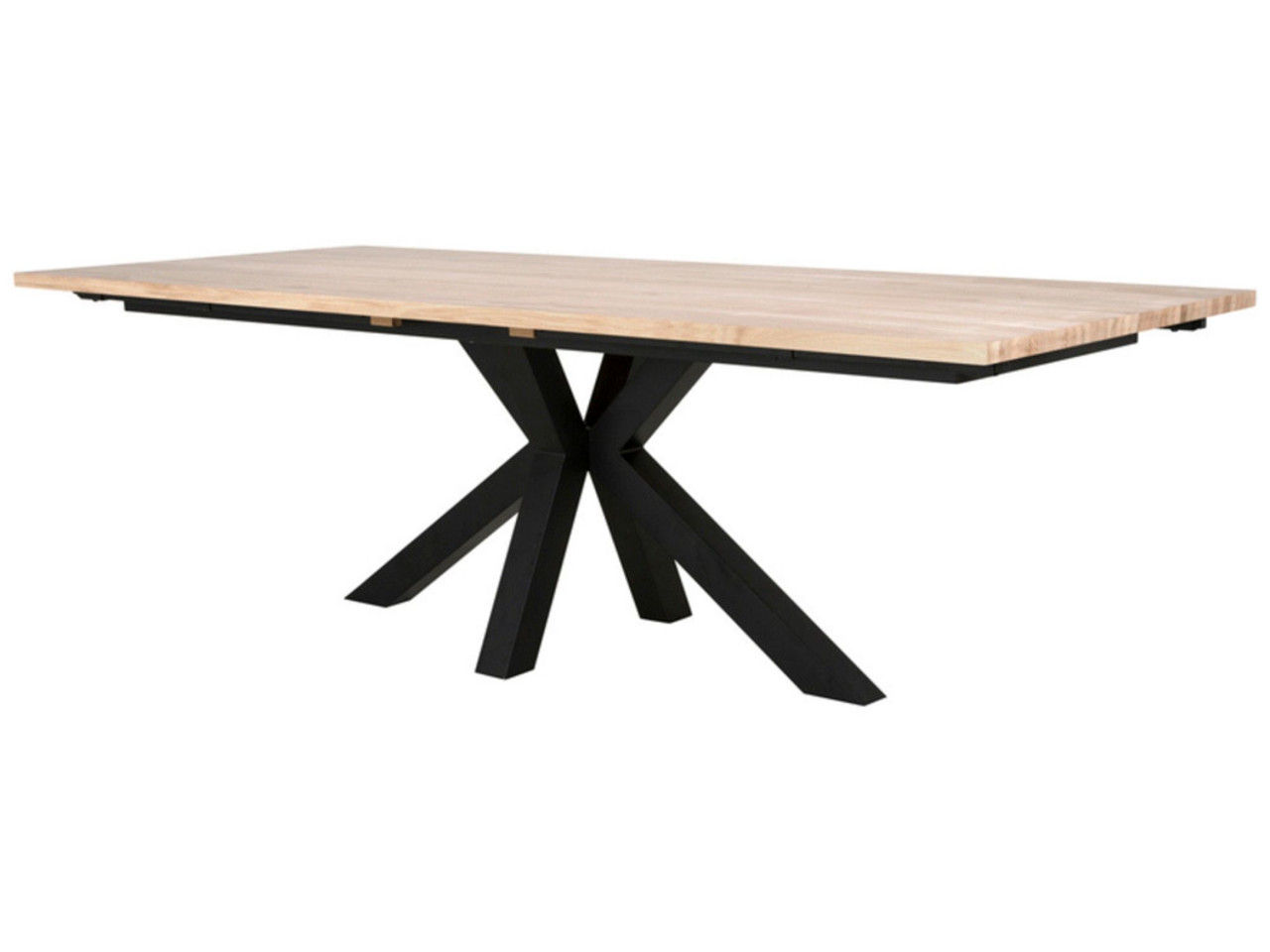 Canett Maison spisebord (uden tillægsplade, Pulverlakeret sort metal, L240 x B100 cm, hvidolieret eg)