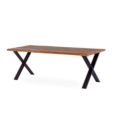 EXXET matbord - 210 cm oljad ek, svart X-ben