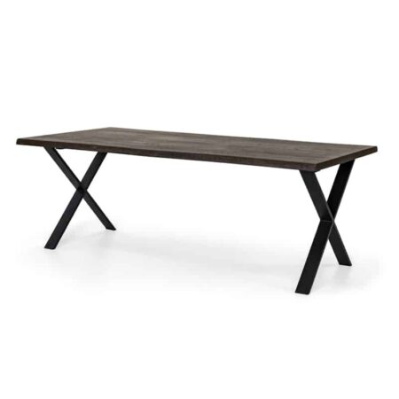 EXXET matbord - 210 cm smoked ek, svart X-ben