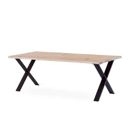 EXXET matbord - 210 cm vitoljad ek, svart X-ben
