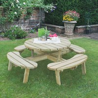 Forest Garden Circular Picnic Table without Seat Backs