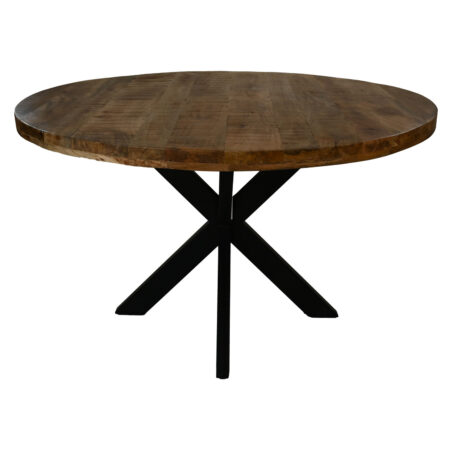 HSM COLLECTION Canberra spisebord, rund - natur mangotræ og sort jern (Ø140)