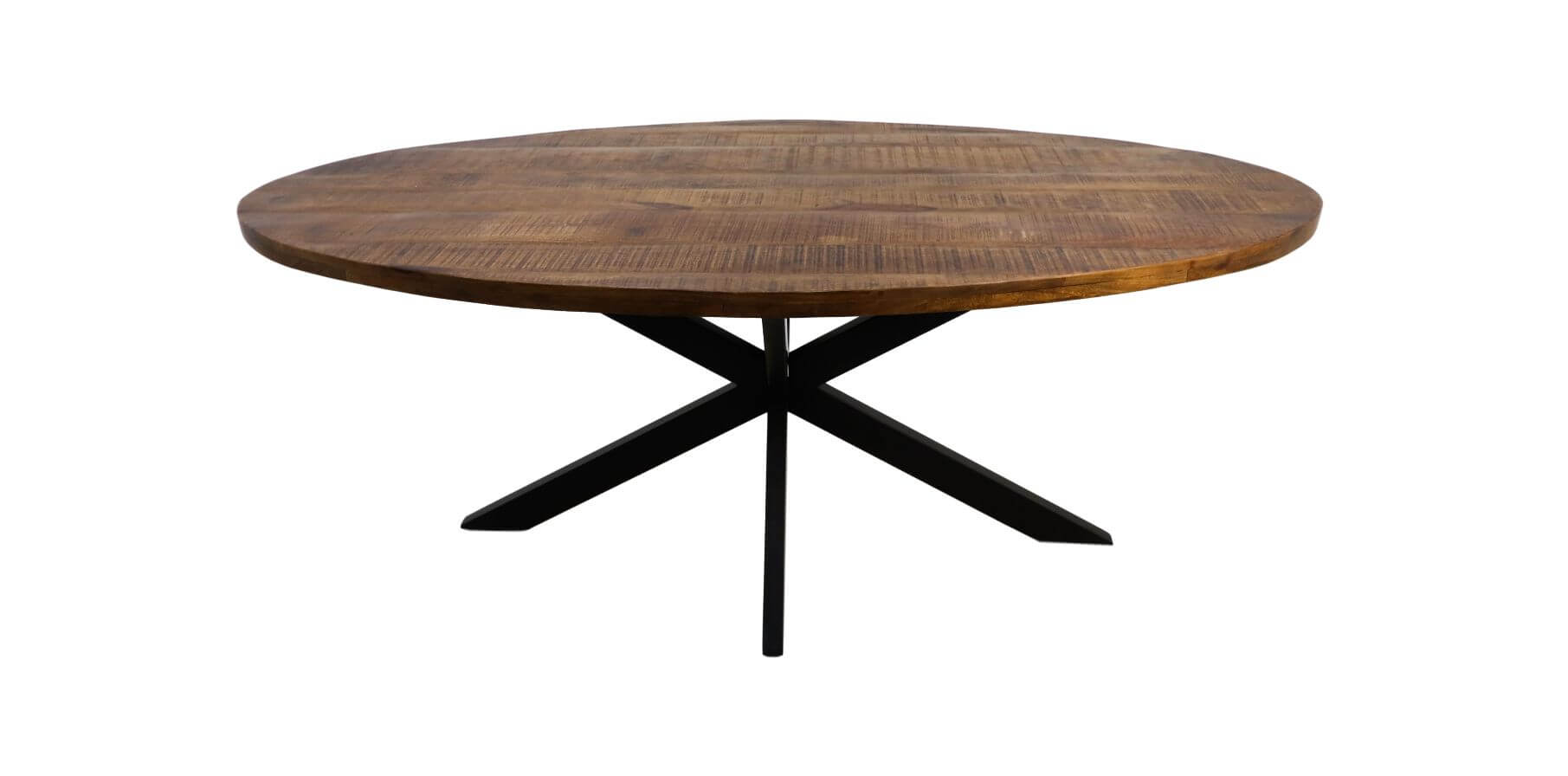 HSM COLLECTION Melbourne spisebord, oval - natur mangotræ og sort jern (180x100)