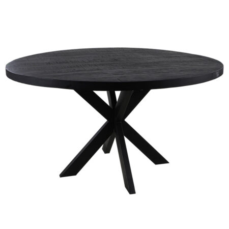 HSM COLLECTION Melbourne spisebord, rund - sort mangotræ og sort jern (Ø120)