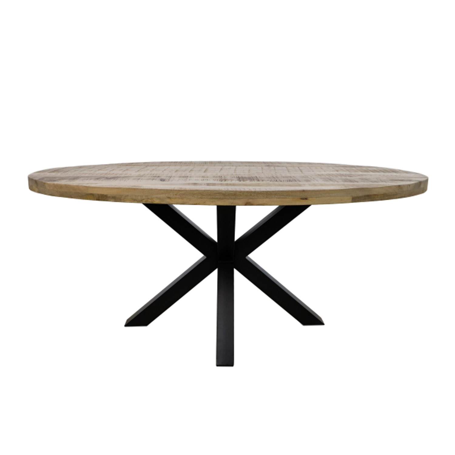HSM COLLECTION Portland spisebord, oval - natur mangotræ og sort jern (220x110)