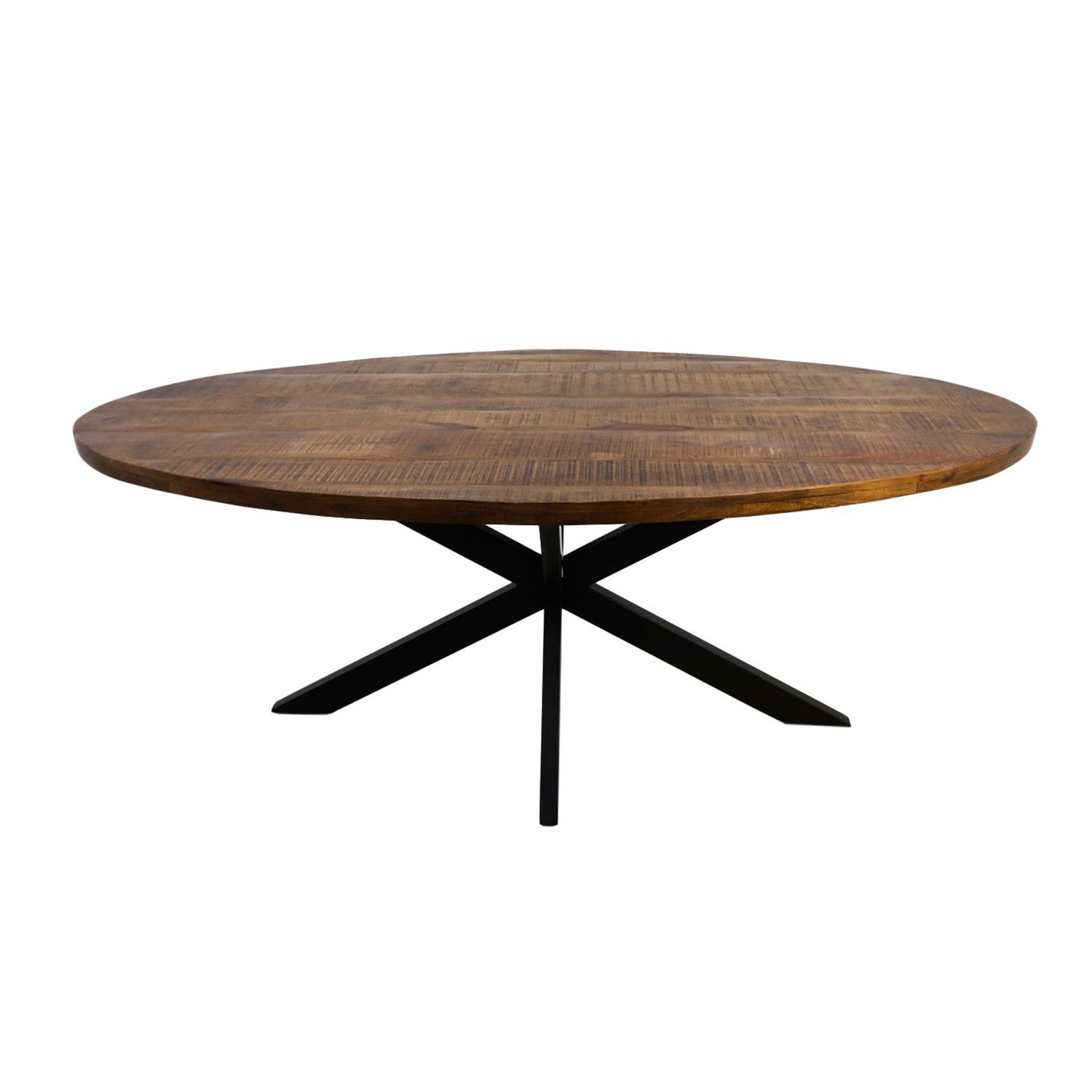 HSM COLLECTION spisebord, oval - natur mangotræ og sort metal (240x110)