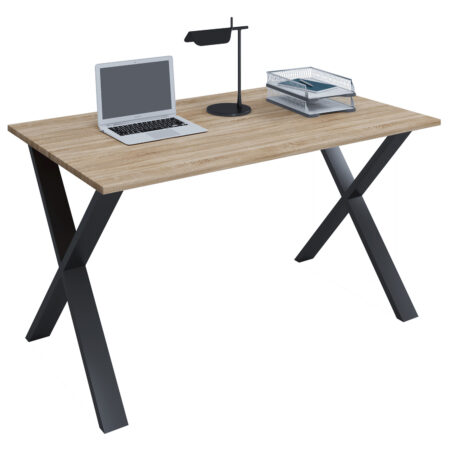 Lona X-feet skrivebord - natur træ og sort metal (140x80)
