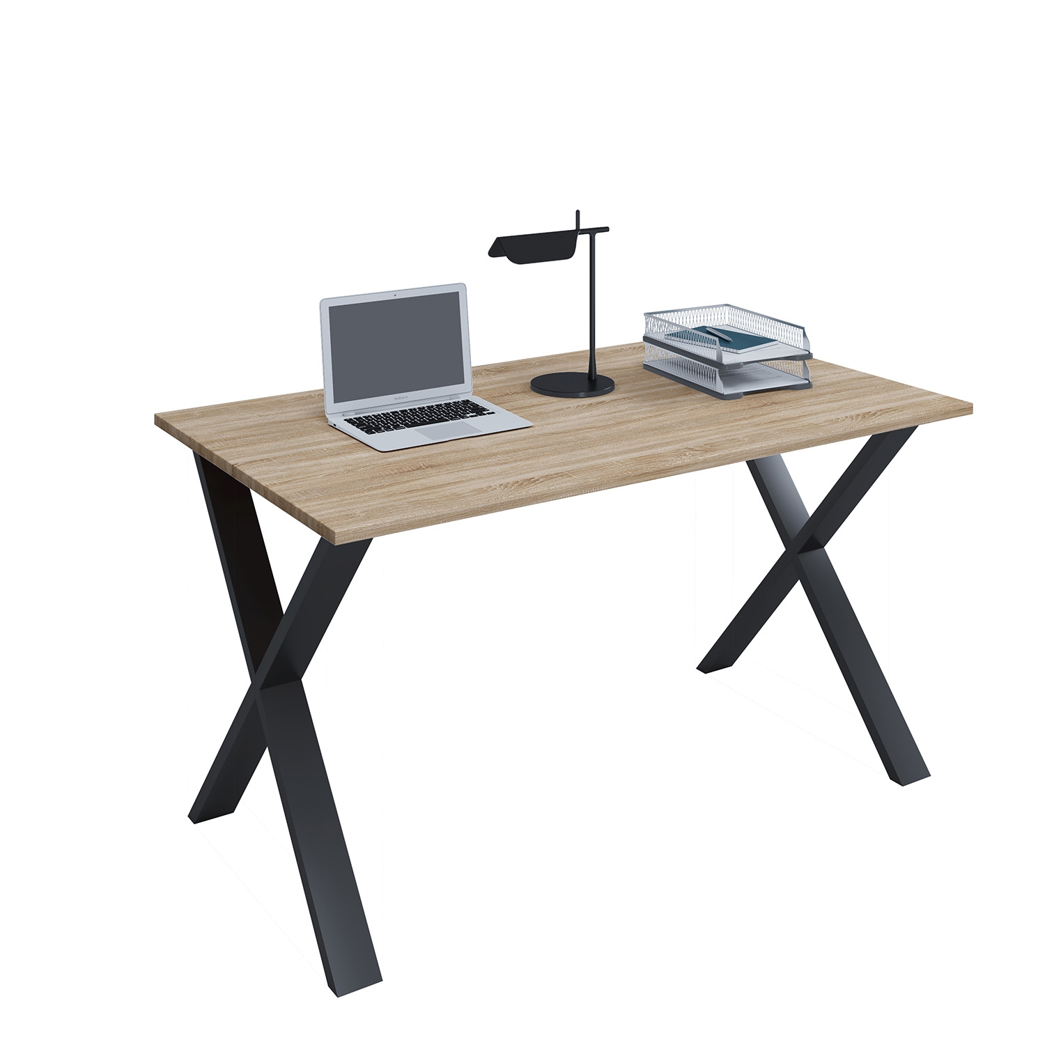 Lona X-feet skrivebord - natur træ og sort metal (80x50)