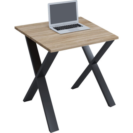 Lona X-feet skrivebord - natur træ og sort metal (80x80)