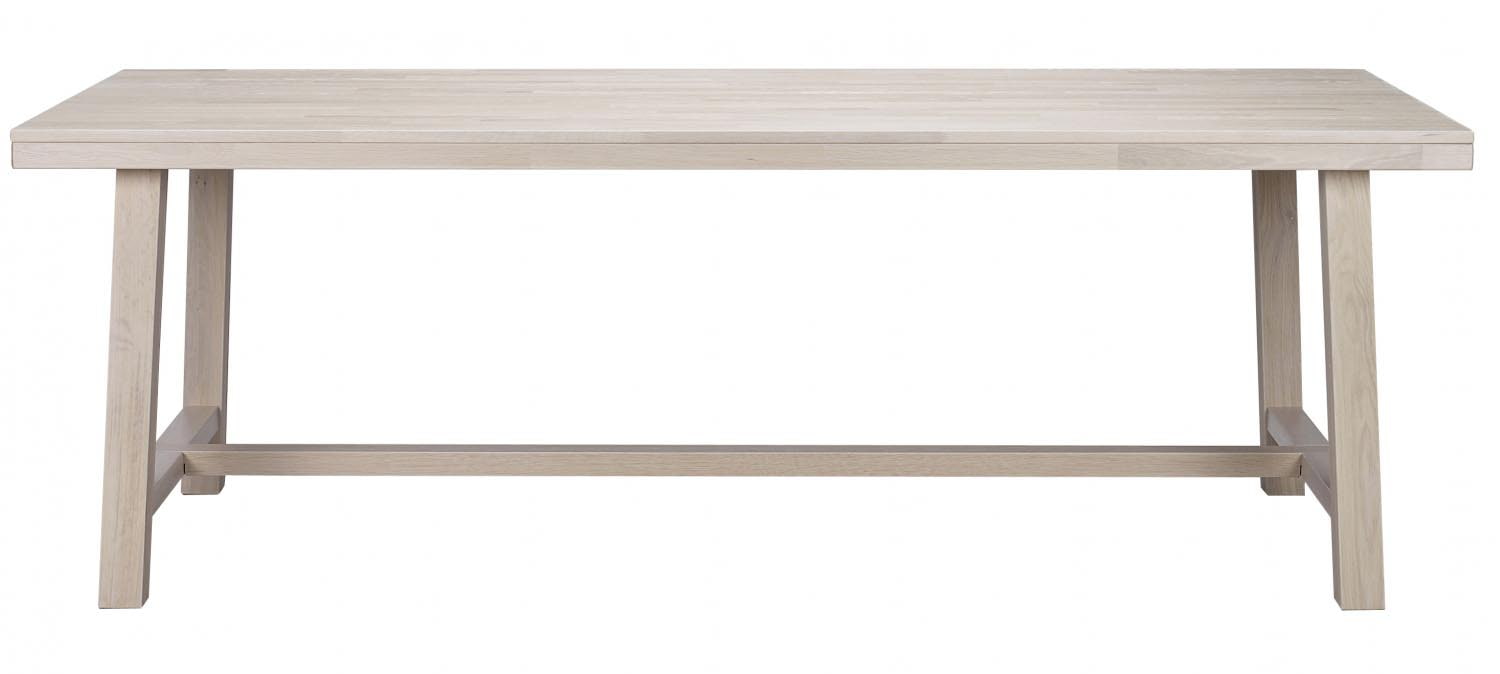 ROWICO Brooklyn spisebord - hvidpigmenteret eg m. udtræk (220x95)
