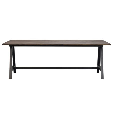 ROWICO Carradale spisebord, m. udtræk - brun eg og sort metal (220x100)