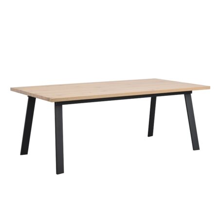 ROWICO Winnipeg spisebord, m. udtræk - hvidpigmenteret egetræ og sort metal (200x100)