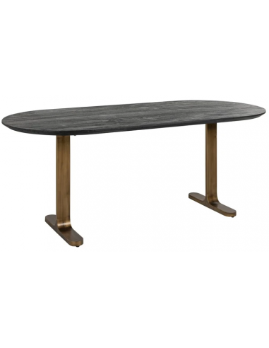Revelin spisebord i jern og mangotræ 200 x 90 cm - Antik messing/Rustik sort
