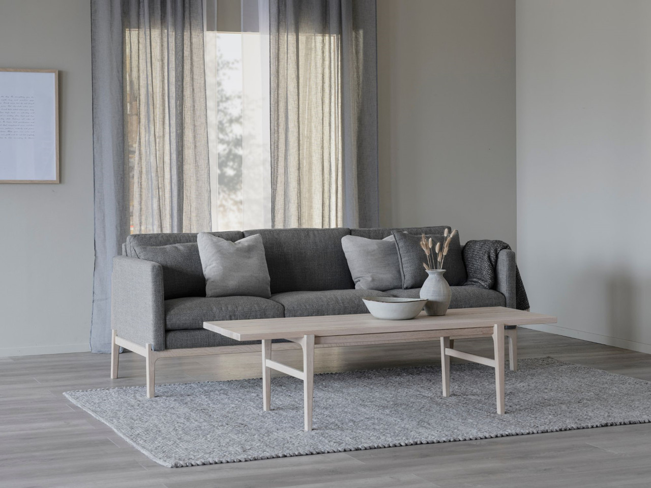 Rowico Ness sofabord (L160 x B60 x H45 cm, hvidpigmenteret eg)
