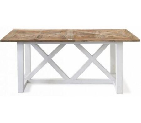 Spisebord i genanvendt elmetræ 180 x 90 cm - Antik hvid/Natur