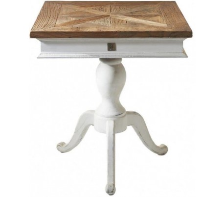 Spisebord i genanvendt elmetræ 70 x 70 cm - Antik hvid/Natur