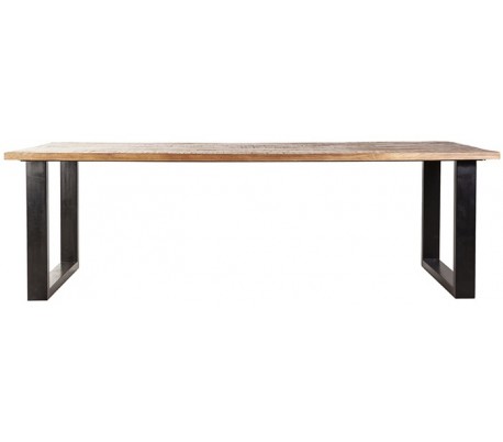 Spisebord i mangotræ og metal 160 x 90 cm - Sort/Brun