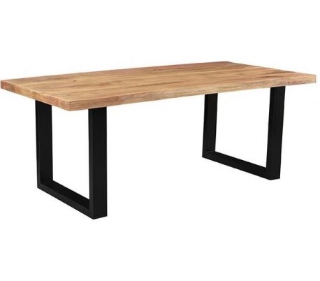 Spisebord i metal og mangotræ 240 x 100 cm - Sort/Rustik natur