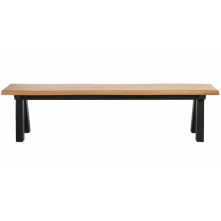 UNIQUE FURNITURE Oliveto bænk, m. bølget kant - natur vild eg og sort metal (180x34)